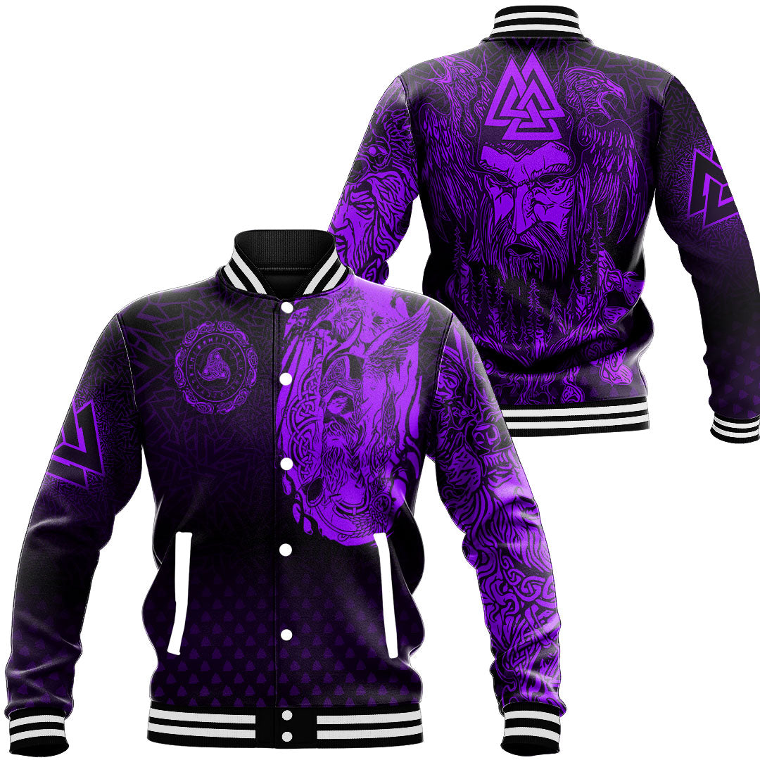 Viking Clothing Viking Odin Raven Tattoo Style Purple Version Baseball Jackets RLT12 - Wonder Print Shop