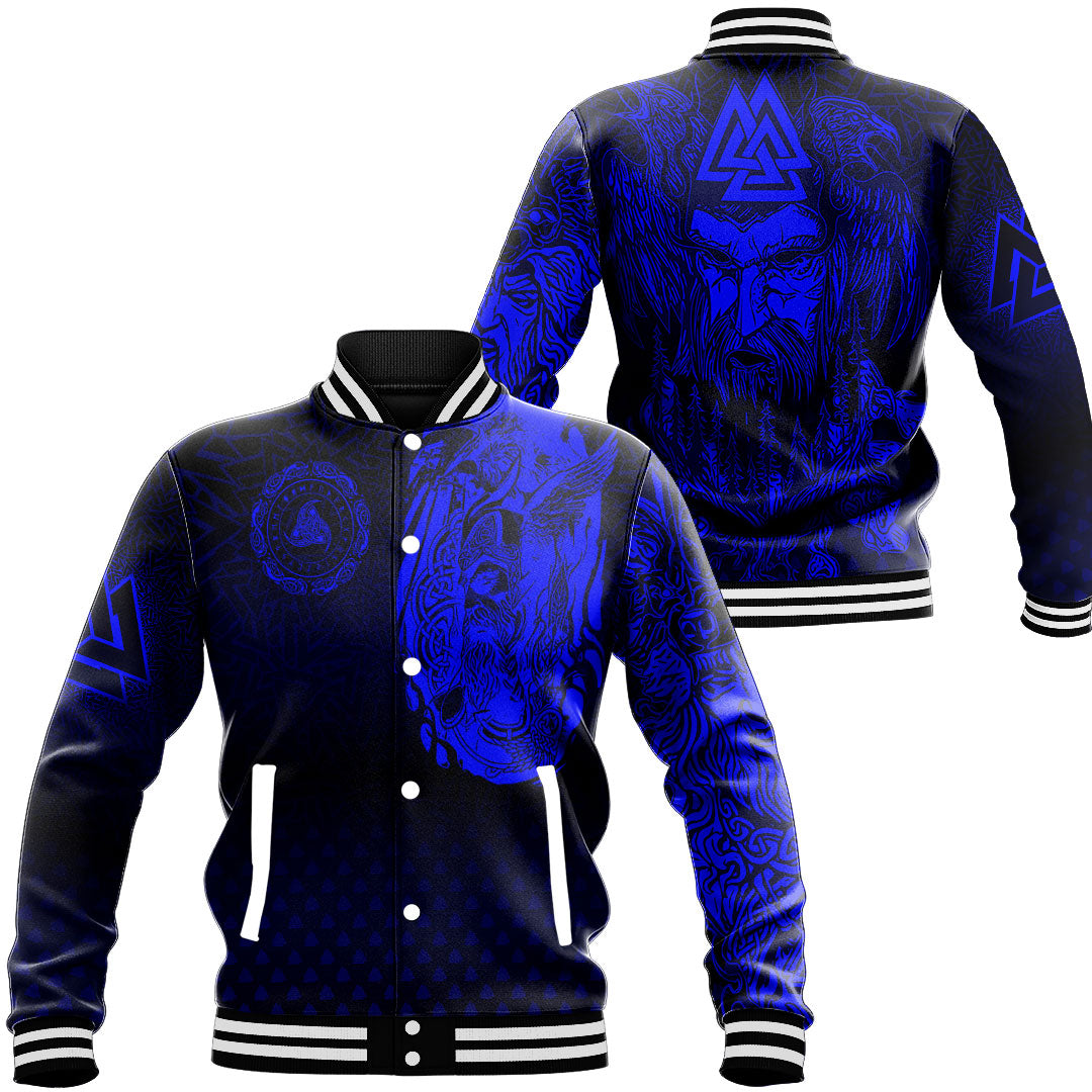 Viking Clothing Viking Odin Raven Tattoo Style Blue Version Baseball Jackets RLT12 - Wonder Print Shop