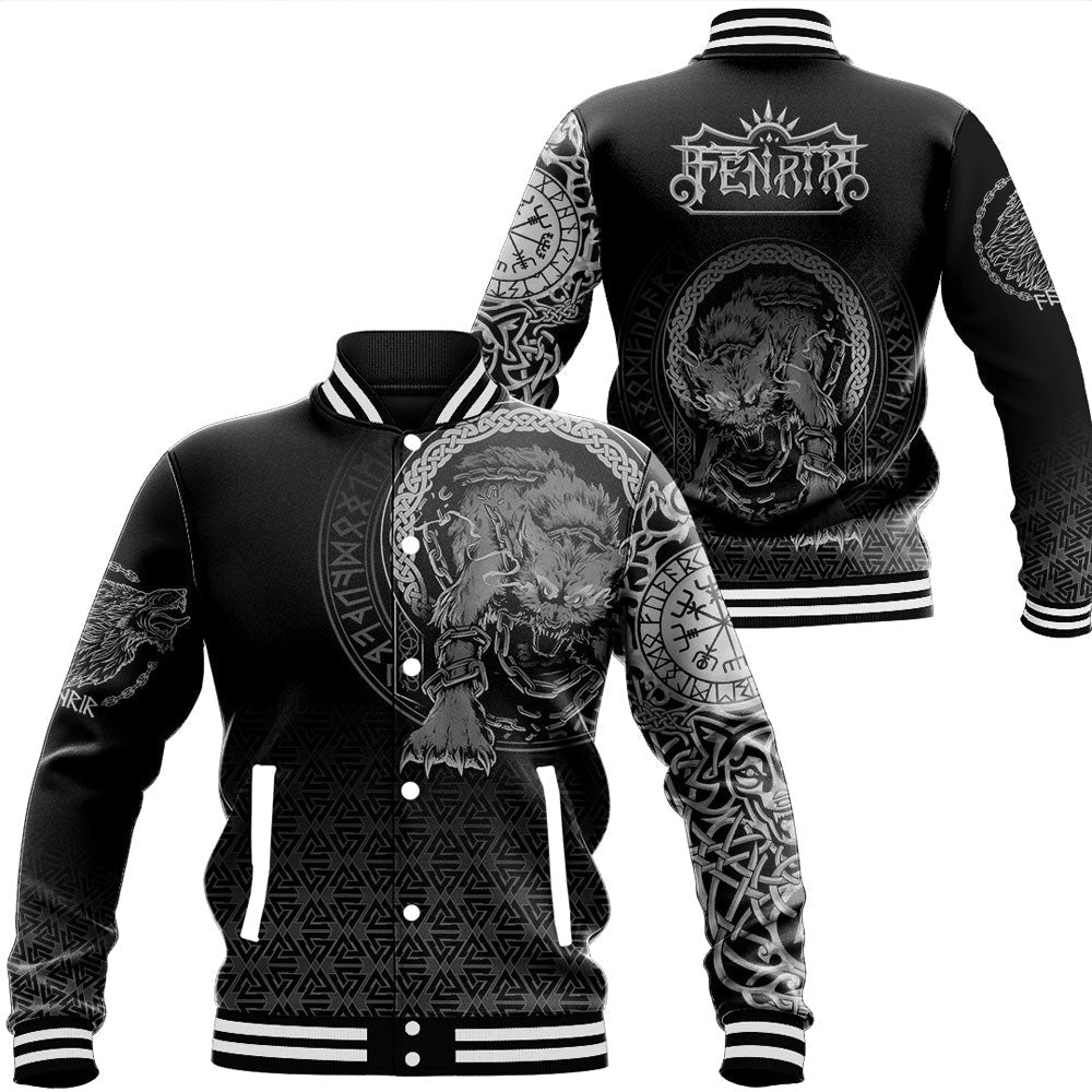 Viking Clothing Viking Fenrir Norse 3D Tattoo Baseball Jacket RLT12 - Wonder Print Shop