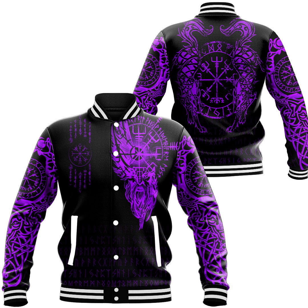 Viking Clothing Viking Compass Vegvisir Tattoo Purple Version Baseball Jackets RLT12 - Wonder Print Shop