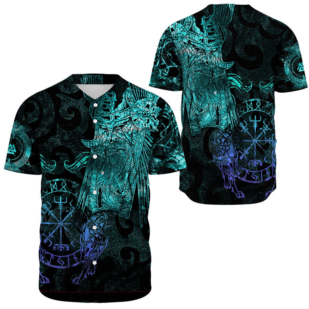 Viking Clothing Viking Odin Tattoo Cyan Version Baseball Jersey RLT12 - Wonder Print Shop