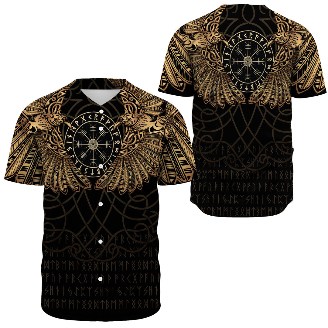 Viking Clothing Viking Odin's Celtic Two Ravens Gold Version Baseball Jersey RLT12 - Wonder Print Shop