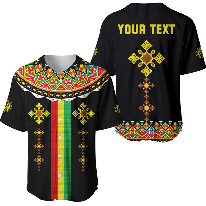 (Custom Personalised) Ethiopia Cross Baseball Jersey Geometric Ethnic LT9 - Wonder Print Shop