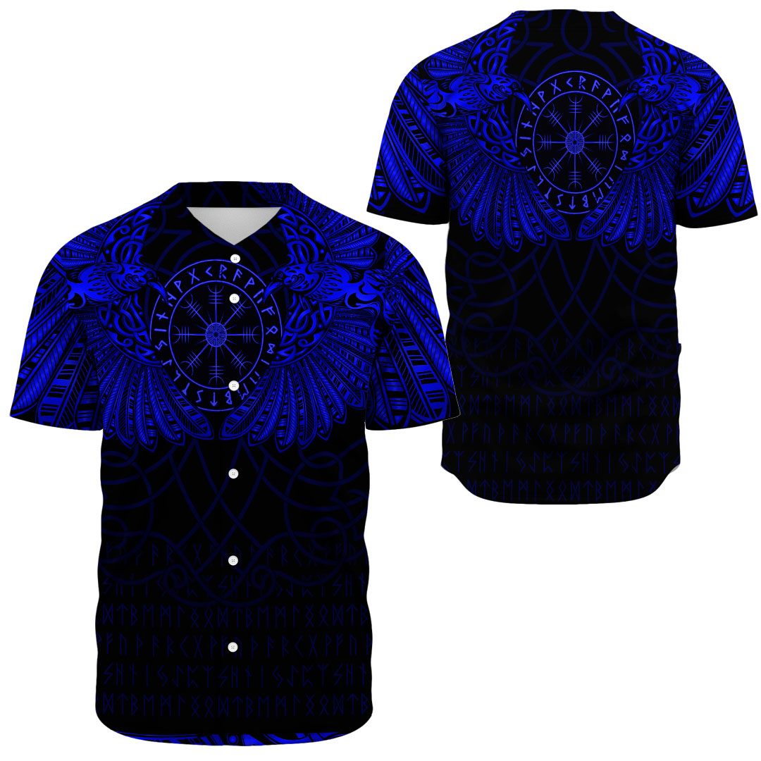 Viking Clothing Viking Odin's Celtic Two Ravens Blue Version Baseball Jersey RLT12 - Wonder Print Shop