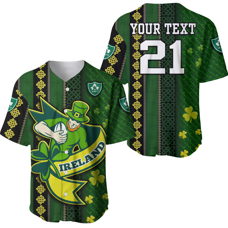 (Custom Personalised) Ireland Celtic Knot Rugby Baseball Jersey Irish Gold and Green Pattern LT9 - Wonder Print Shop