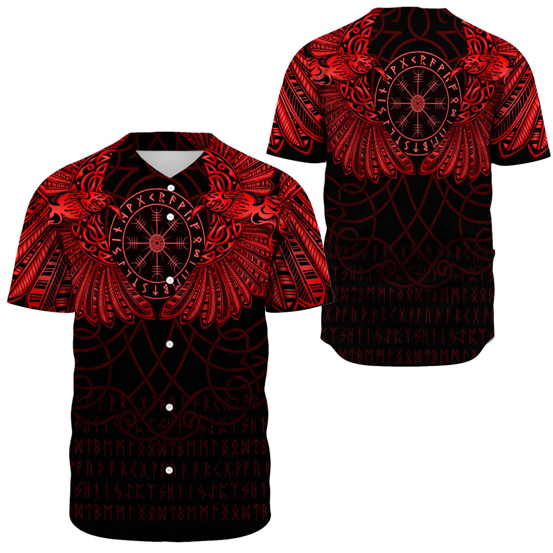 Viking Clothing Viking Odin's Celtic Two Ravens Red Version Baseball Jersey RLT12 - Wonder Print Shop