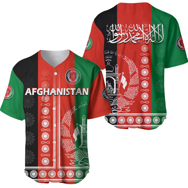 Afghanistan Men's Cricket Team Afghan Traditional Pattern Baseball Jersey LT9 - Wonder Print Shop