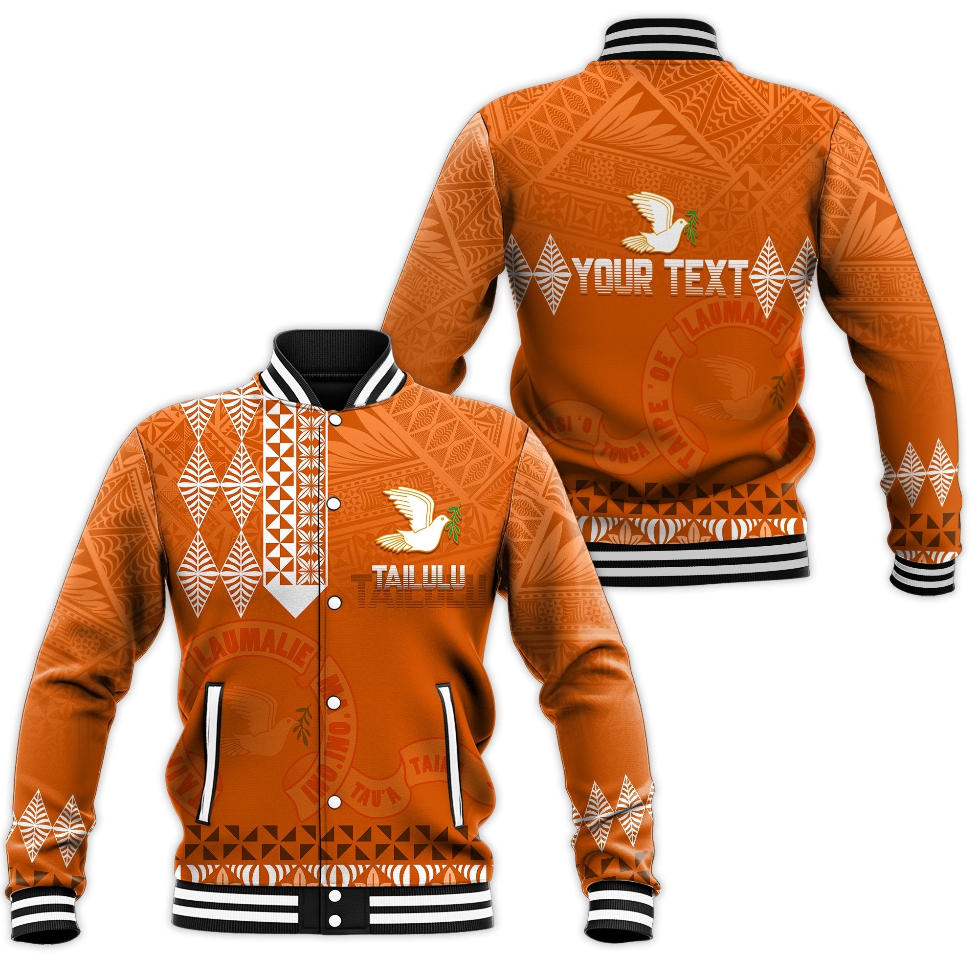 (Custom Personalize) Tonga Kolisi Tailulu Ha'apai Baseball Jacket White Dove LT7 - Wonder Print Shop