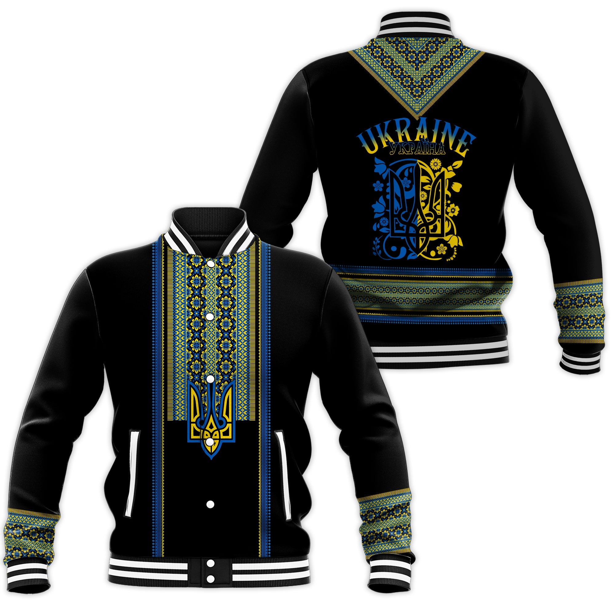 Ukraine Folk Patterns Baseball Jacket Unity Day LT7 - Wonder Print Shop