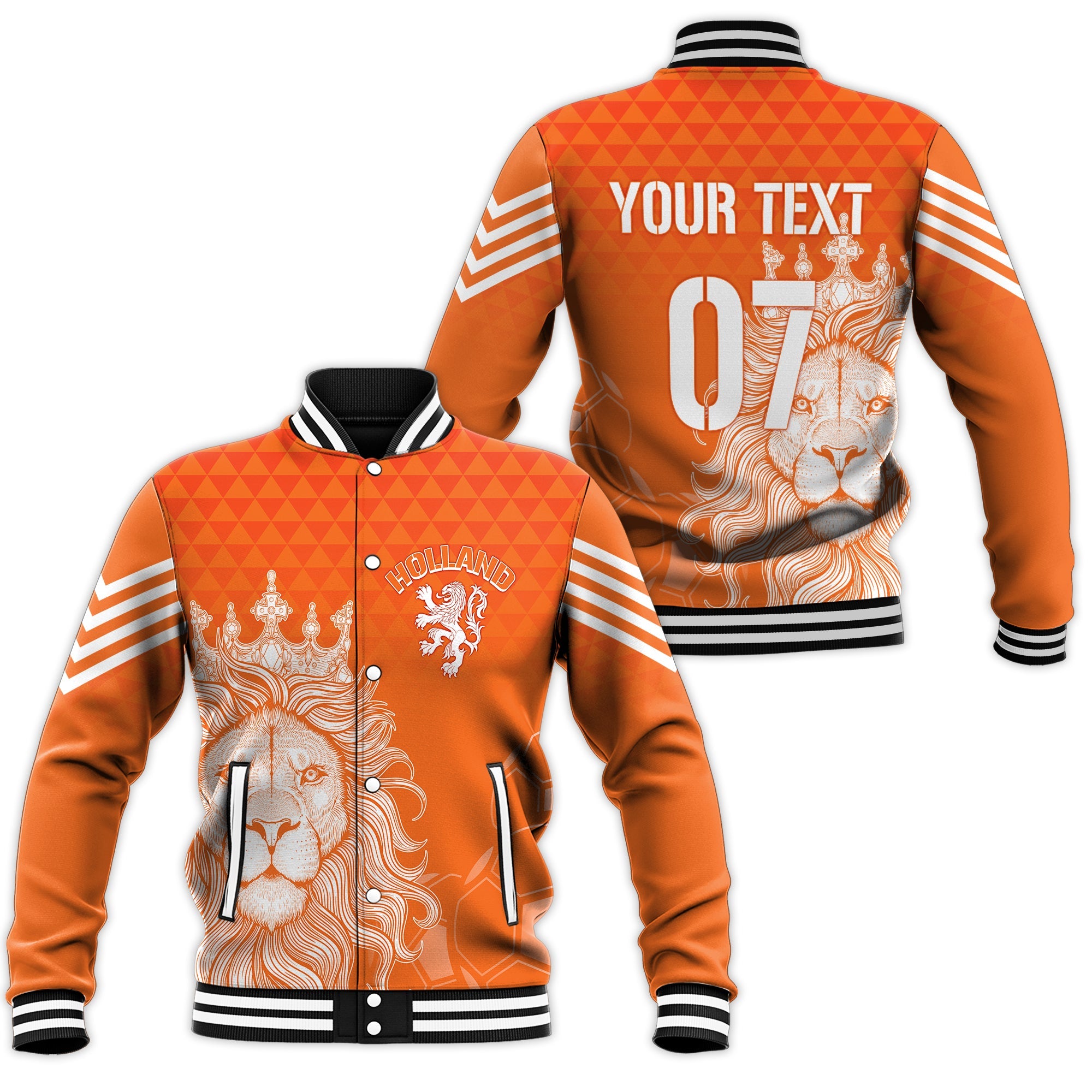 Personalised Netherlands World Cup 2022 Baseball Jacket Oranje Lions LT7 - Wonder Print Shop