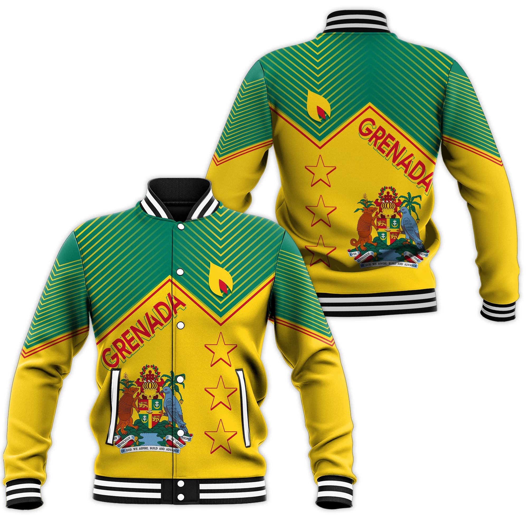 Grenada Independence Day Baseball Jacket Geometric Style LT7 - Wonder Print Shop