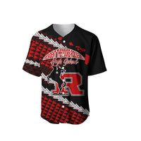 Black/red baseball jersey with red triangle pattern and 'High School' team logo
