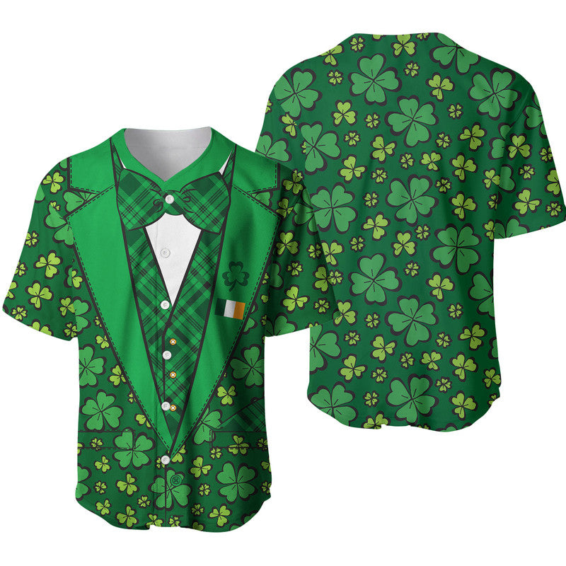 St Patrick's Day- Baseball Jersey Suit Four Leaves Clover Style LT6 - Wonder Print Shop