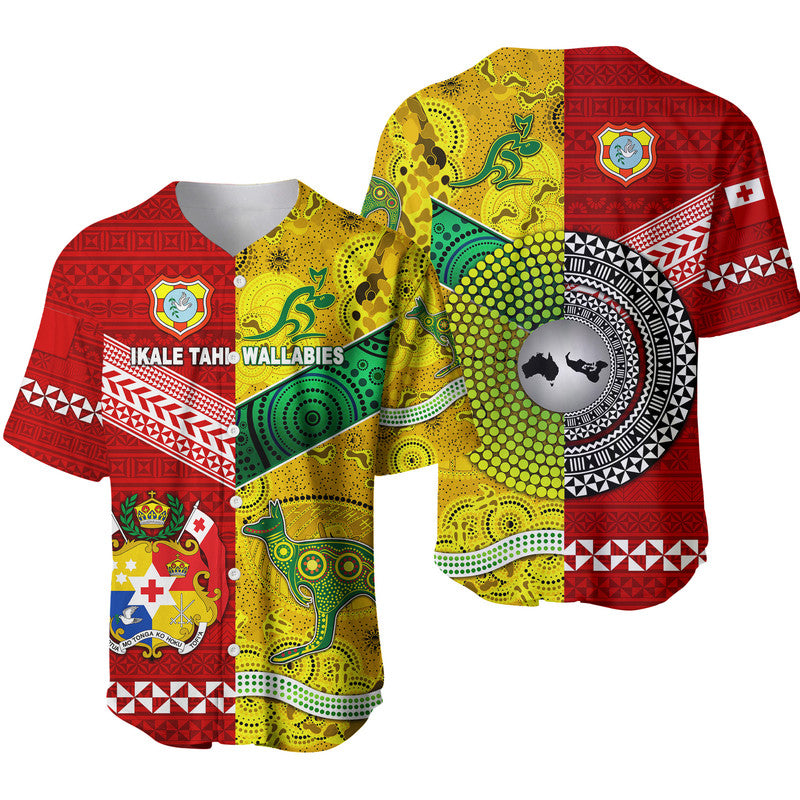 Tonga Ikale Tahi Ngatu And Australia Wallabies Aboriginal Baseball Jersey Rugby Together LT8 - Wonder Print Shop