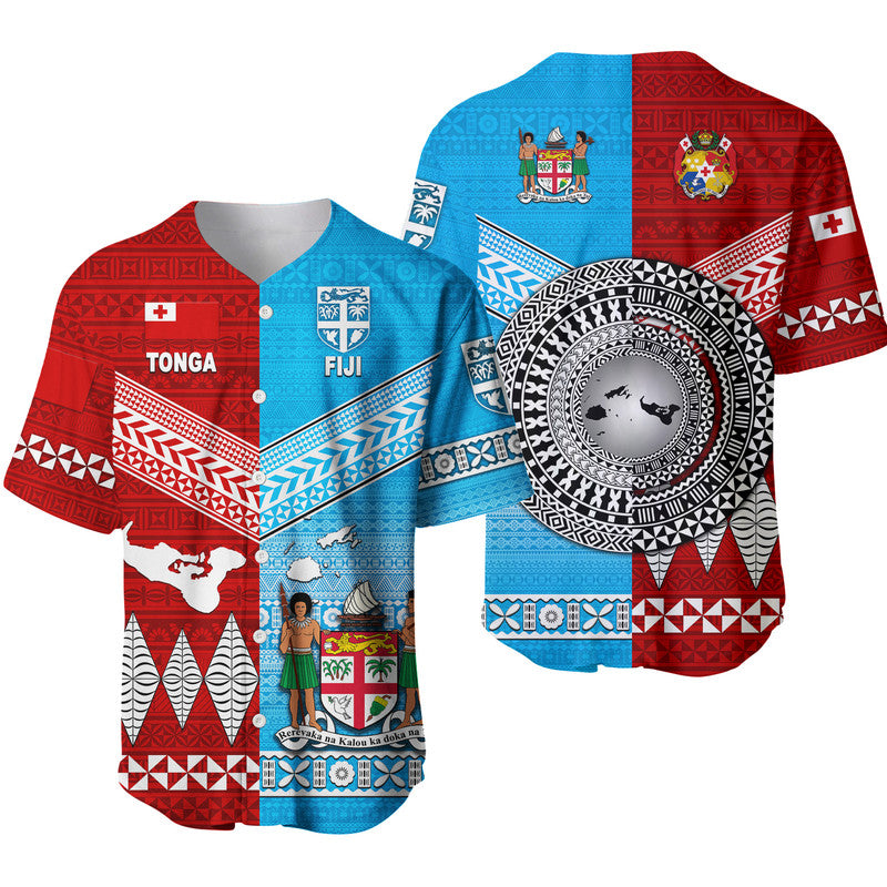 Tonga Ngatu And Fiji Tapa Baseball Jersey Together LT8 - Wonder Print Shop