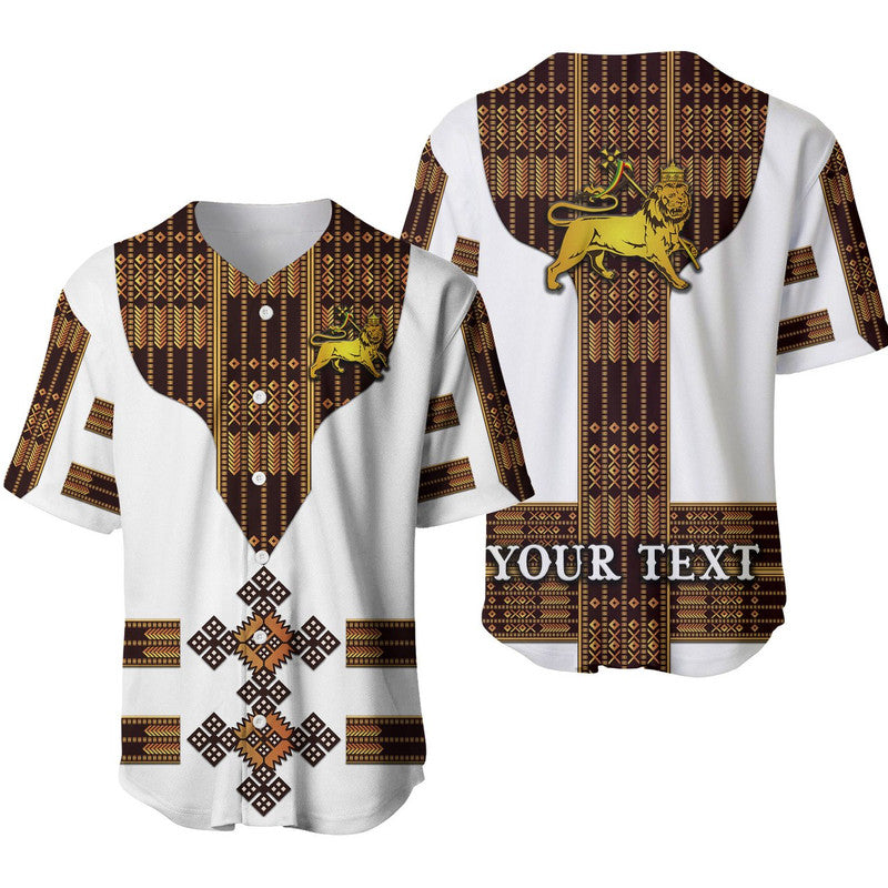 (Custom Personalised) Ethiopia Baseball Jersey Ethiopian Lion Of Judah Tibeb Vibes - White LT8 - Wonder Print Shop