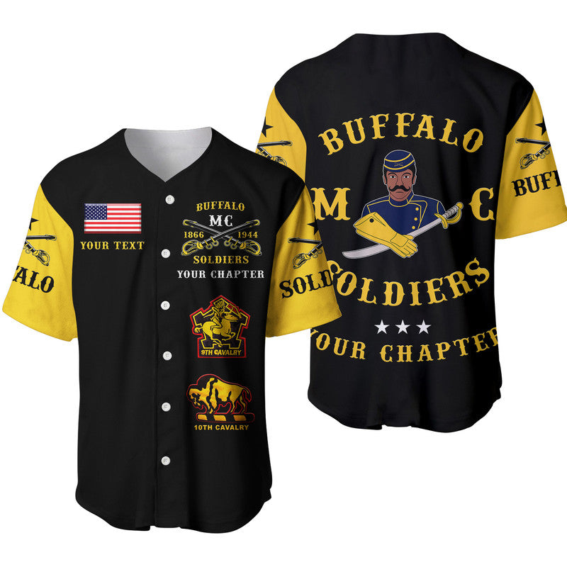 (Custom Personalised) Buffalo Soldiers Motorcycle Club BSMC Baseball Jersey Original Style - Black Gold LT8 - Wonder Print Shop