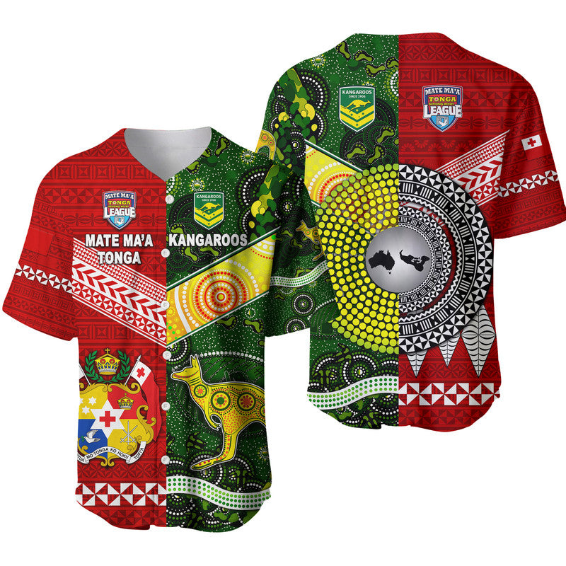 Mate Ma'a Tonga Ngatu And Australia Kangaroos Aboriginal Baseball Jersey Rugby Together LT8 - Wonder Print Shop