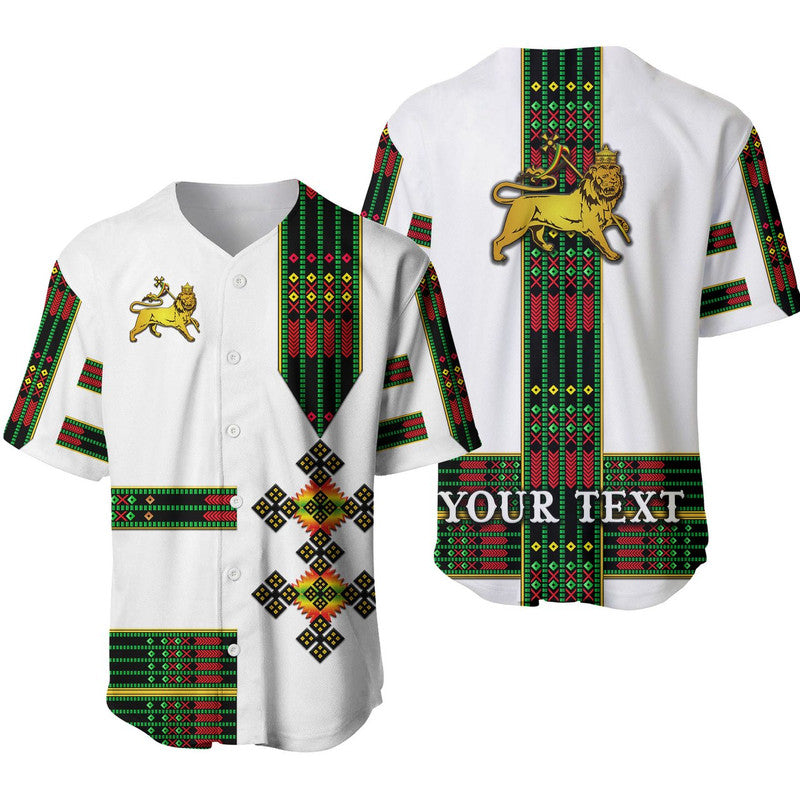 (Custom Personalised) Ethiopia Baseball Jersey Ethiopian Lion Of Judah Simple Tibeb Style - Flag Style LT8 - Wonder Print Shop