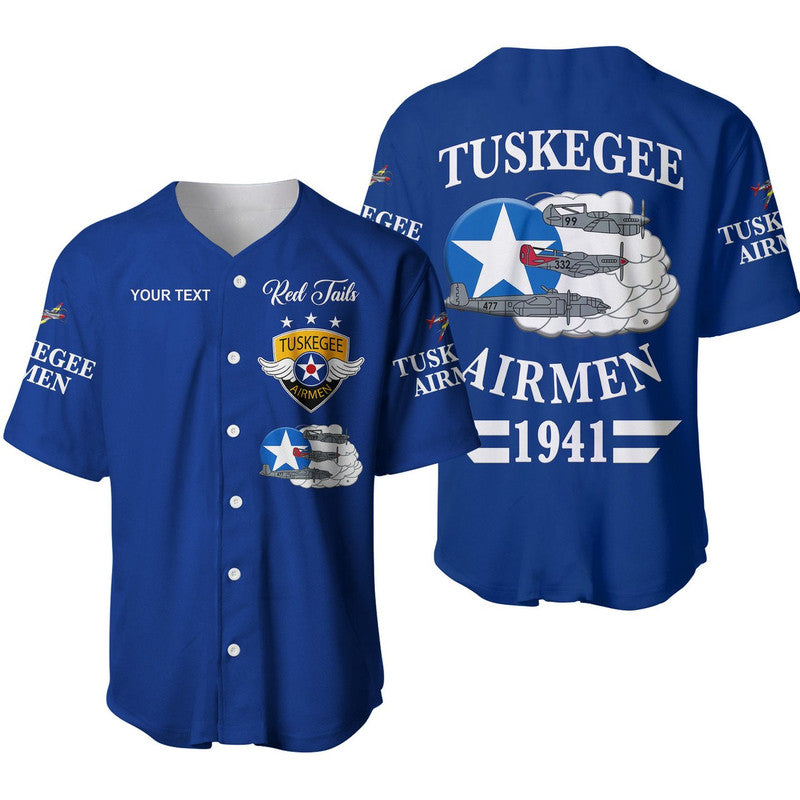 (Custom Personalised) Tuskegee Airmen Baseball JerseyThe Blue Tails Simplified Vibes - Blue LT8 - Wonder Print Shop