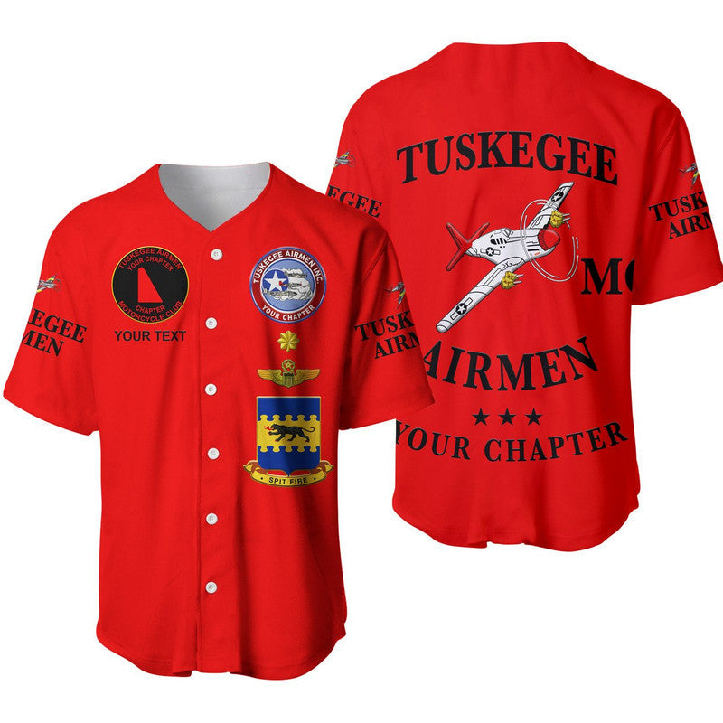 (Custom Personalised) Tuskegee Airmen Motorcycle Club Baseball JerseyTAMC Spit Fire Unique Style - Red LT8 - Wonder Print Shop