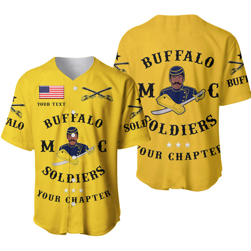 (Custom Personalised) Buffalo Soldiers Motorcycle Club BSMC Baseball Jersey Simple Style - Gold LT8 - Wonder Print Shop