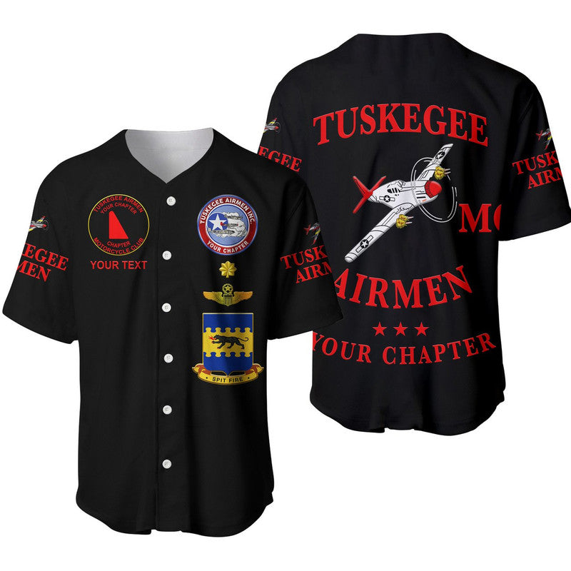 (Custom Personalised) Tuskegee Airmen Motorcycle Club Baseball JerseyTAMC Spit Fire Unique Style - Black LT8 - Wonder Print Shop