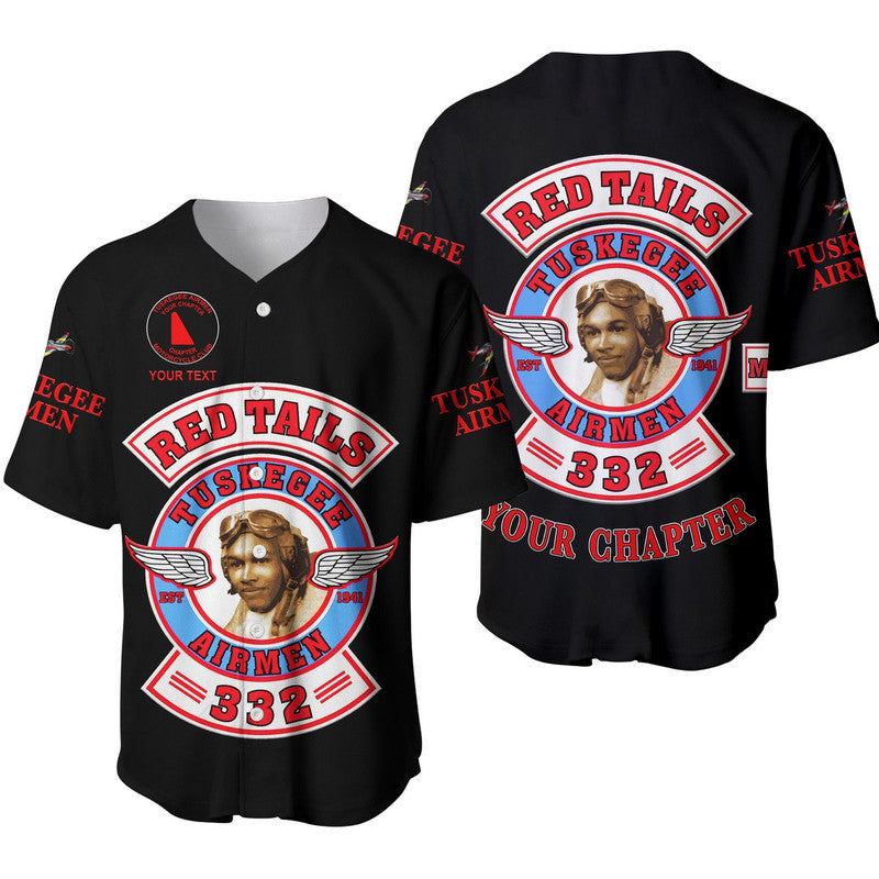 (Custom Personalised) Tuskegee Airmen Motorcycle Club Baseball JerseyTAMC Red Tails Original Style - Black LT8 - Wonder Print Shop