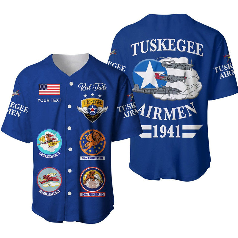 (Custom Personalised) Tuskegee Airmen Baseball JerseyThe Blue Tails Simple Style - Blue LT8 - Wonder Print Shop