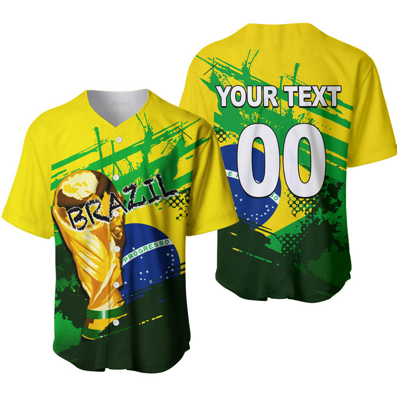 (Custom Personalised And Number) Brazil World Cup Soccer Baseball Jersey LT6 - Wonder Print Shop