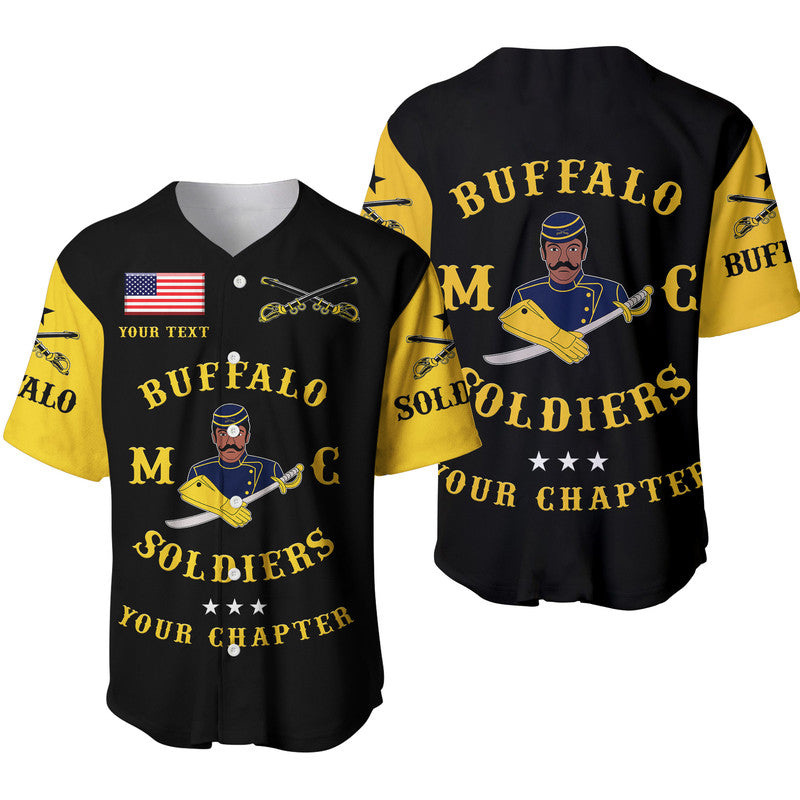 (Custom Personalised) Buffalo Soldiers Motorcycle Club BSMC Baseball Jersey Simple Style - Black Gold LT8 - Wonder Print Shop