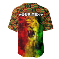 Baseball jersey back: 'YOUR TEXT' above Ethiopia lion head graphic, multicolor