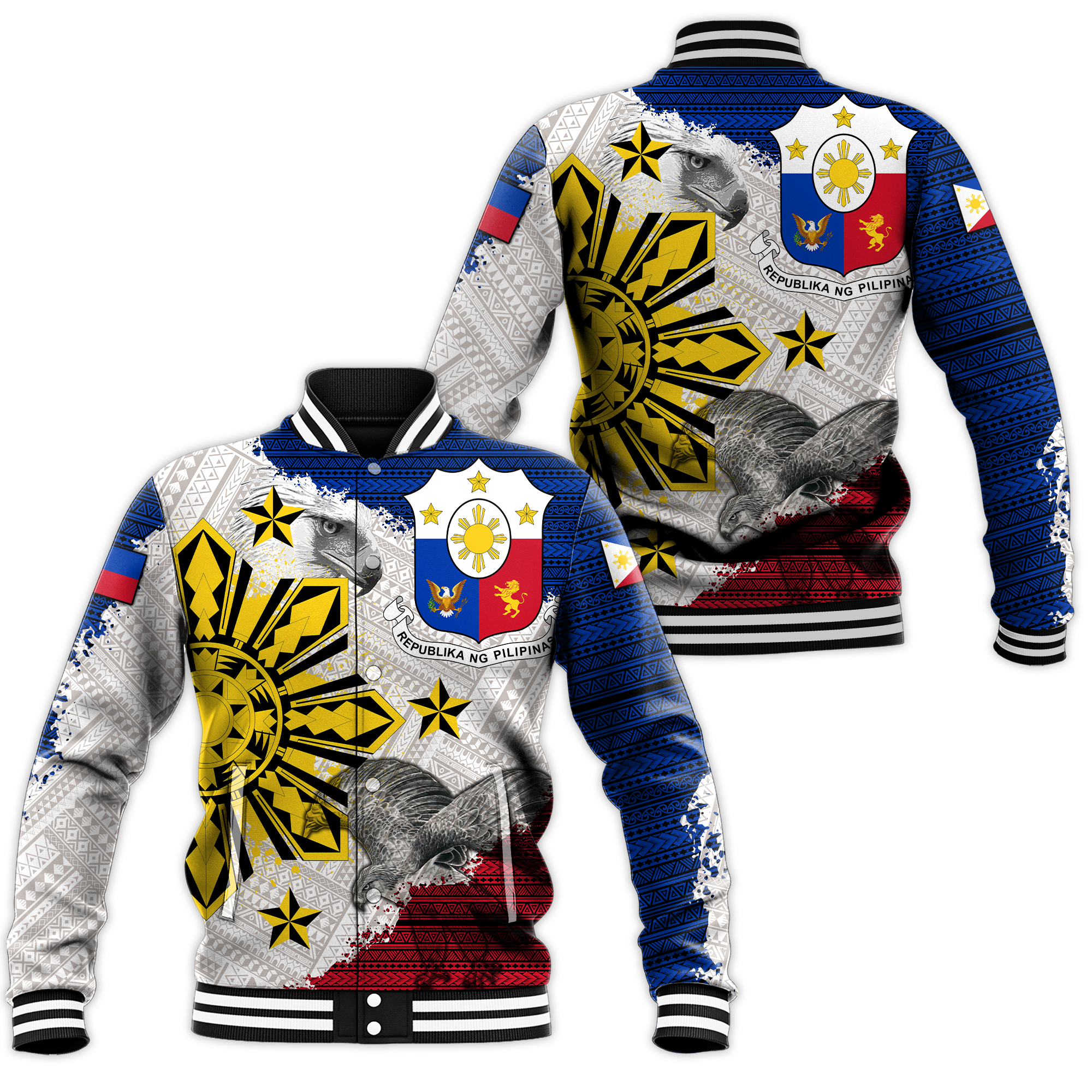 Philippines Filipino Tribal Eagle Baseball Jacket - LT2 - Wonder Print Shop