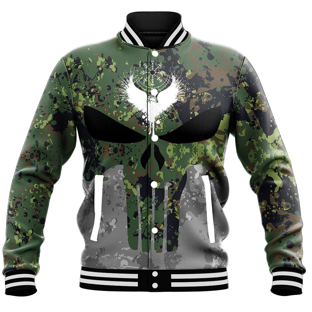 Viking Viking Skull Punisher Style Camo Baseball Jackets RLT12 - Wonder Print Shop