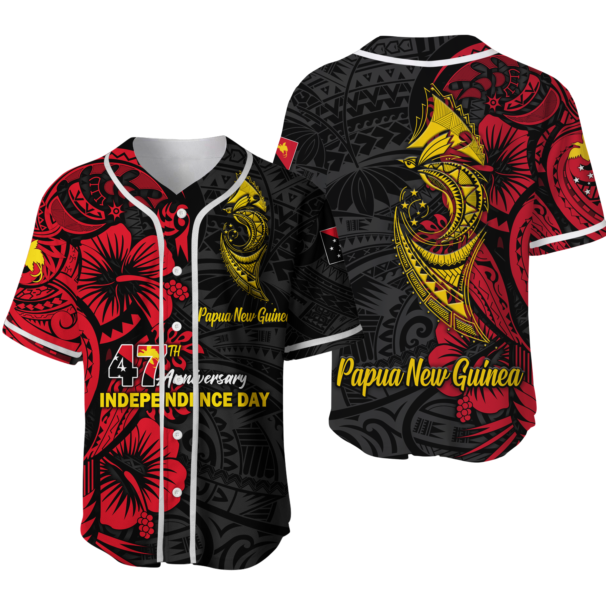 Papua New Guinea 47th Independence Day Bird Of Paradise Baseball Jersey - LT2 - Wonder Print Shop