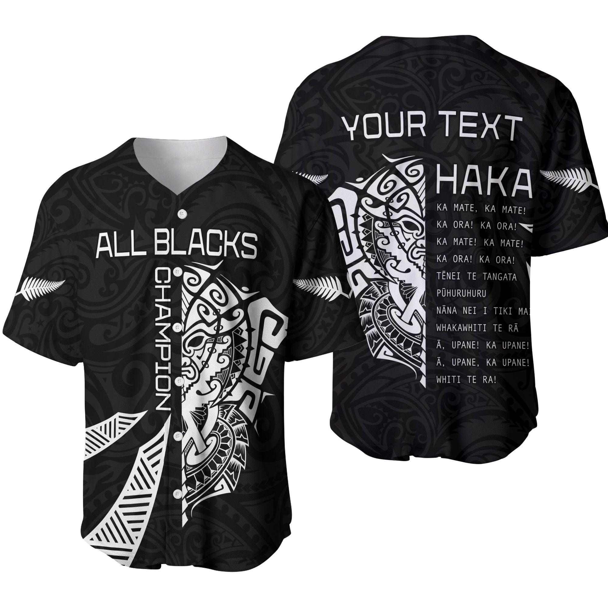 Custom Personalised New Zealand Rugby Baseball Jersey Haka All Black mix Ta Moko LT13 - Wonder Print Shop