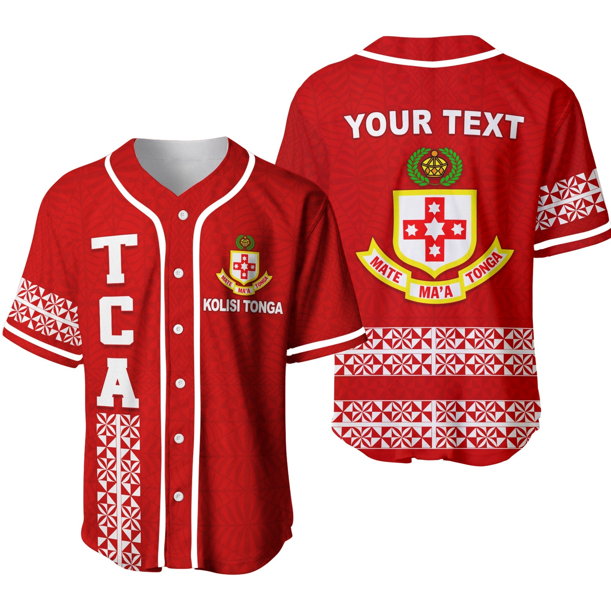 (Custom Personalised) Kolisi Tonga Baseball Jersey - TCA LT13 - Wonder Print Shop