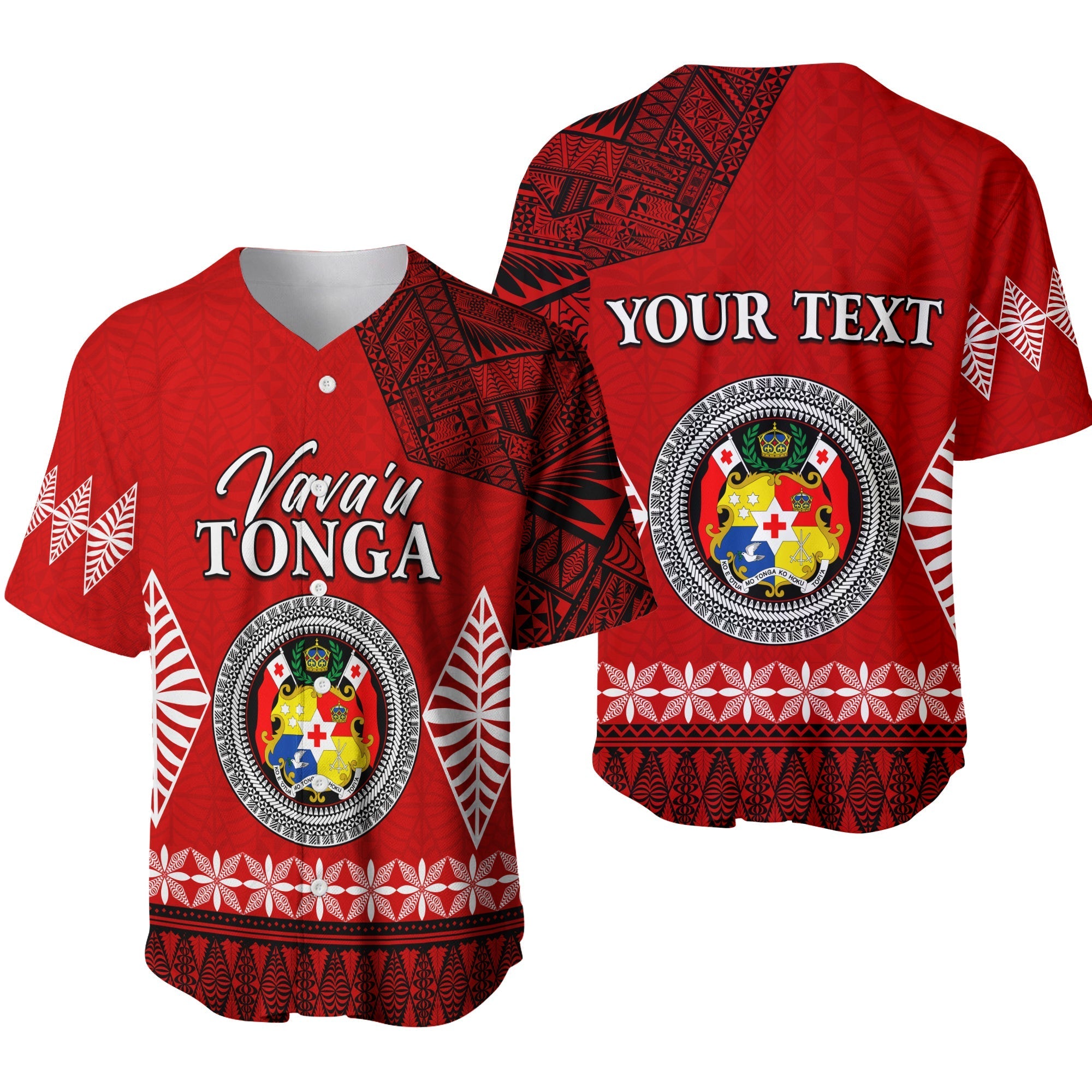 (Custom Personalised) Vava u Tonga Baseball Jersey Tongan Ngatu LT13 - Wonder Print Shop