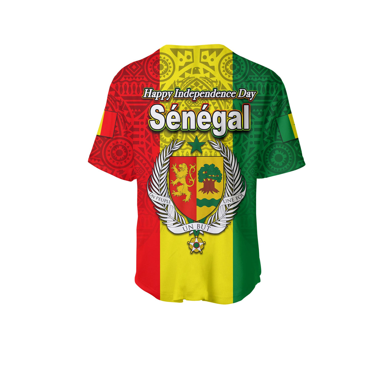 Independence Day Senegal baseball shirt with crest, “Happy Independence Day” and “Sénégal”