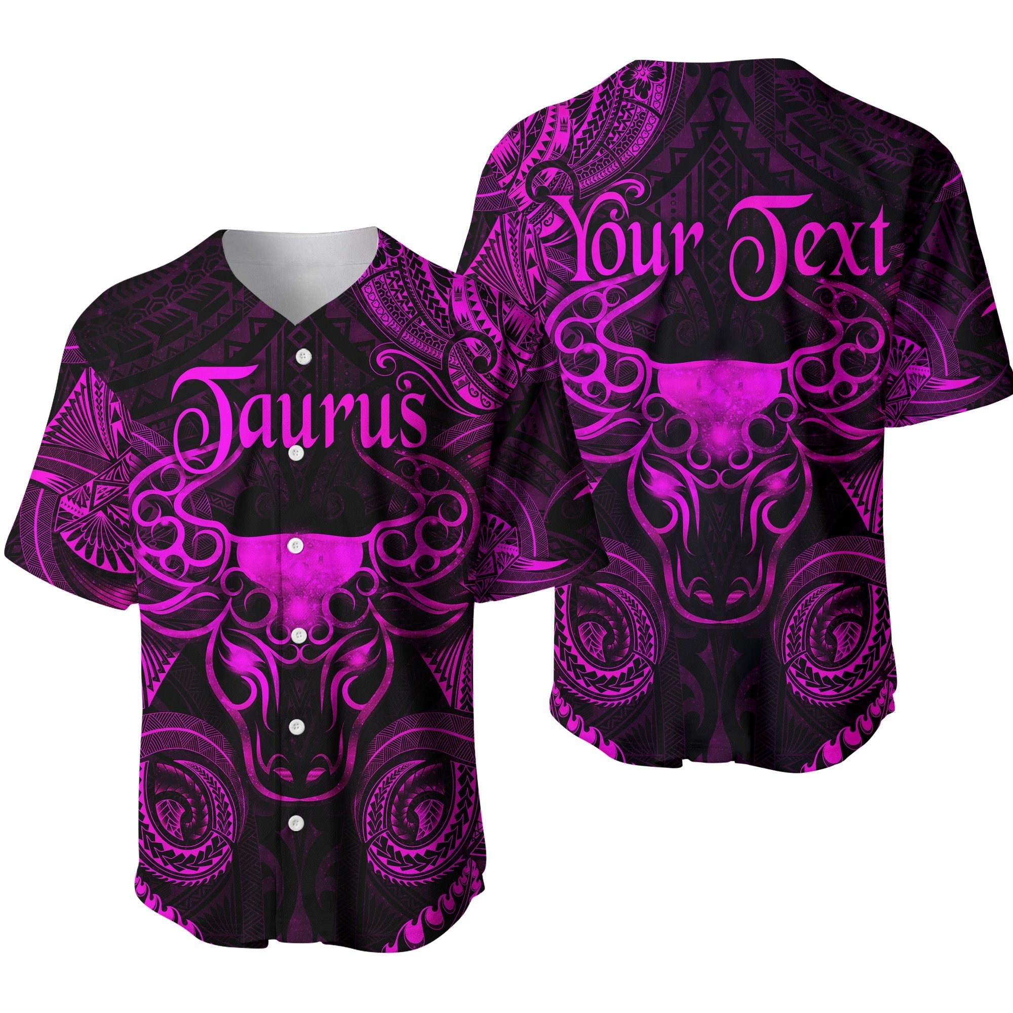 (Custom Personalised) Taurus Zodiac Polynesian Baseball Jersey Unique Style - Pink LT8 - Wonder Print Shop