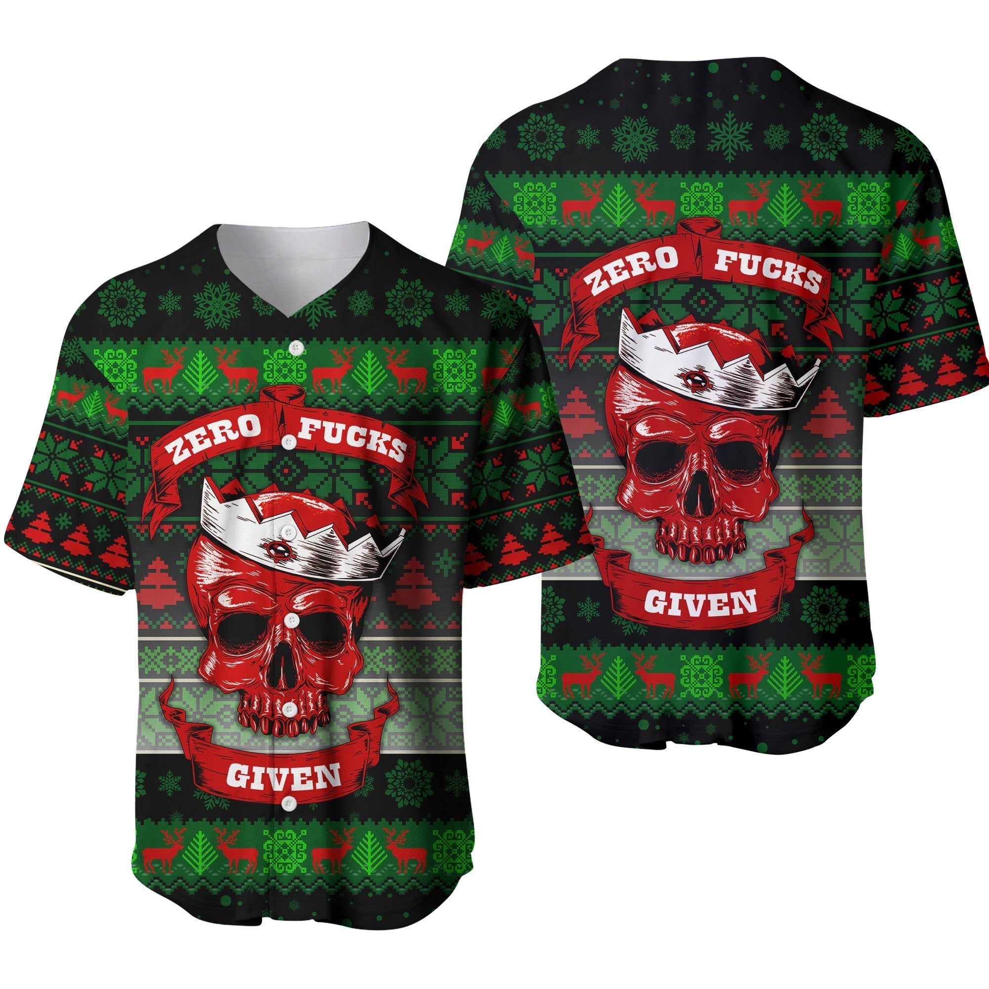 Skull Christmas  Baseball Jersey Black LT8 - Wonder Print Shop