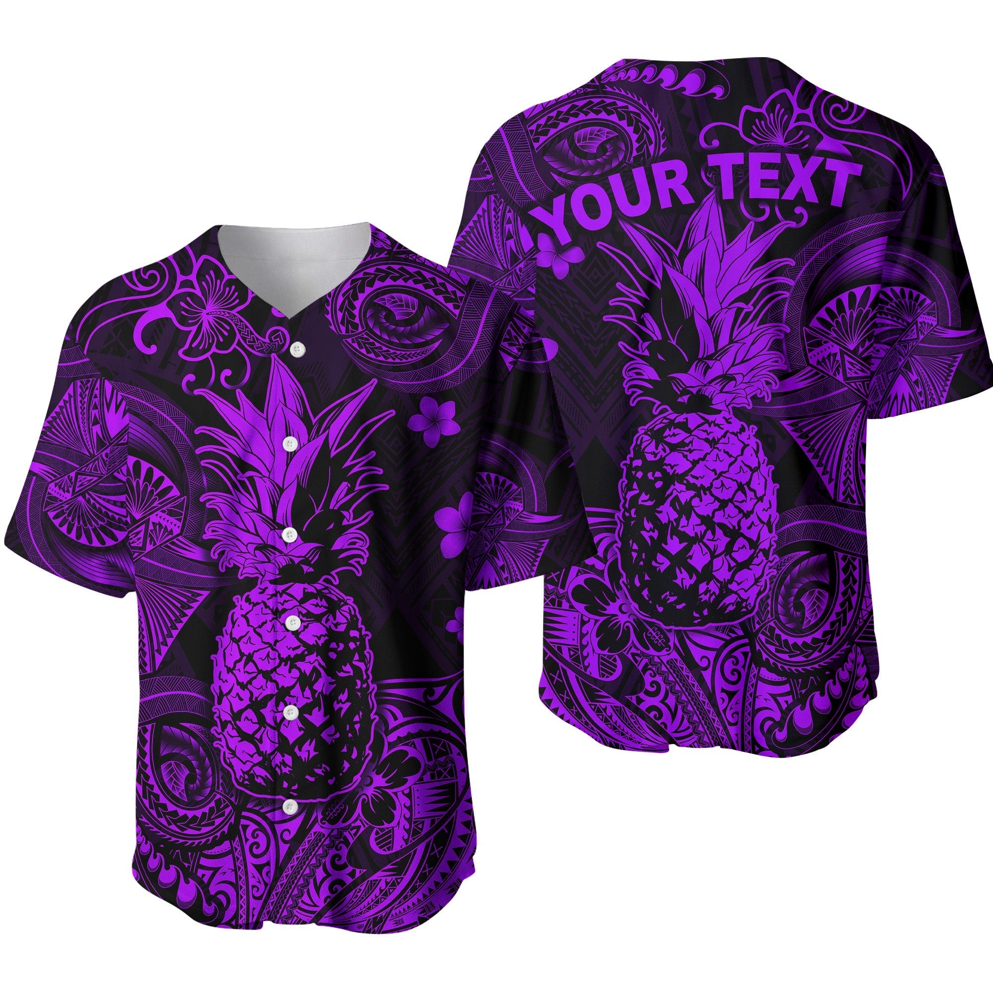 (Custom Personalised) Hawaii Pineapple Polynesian Baseball Jersey Unique Style - Purple LT8 - Wonder Print Shop