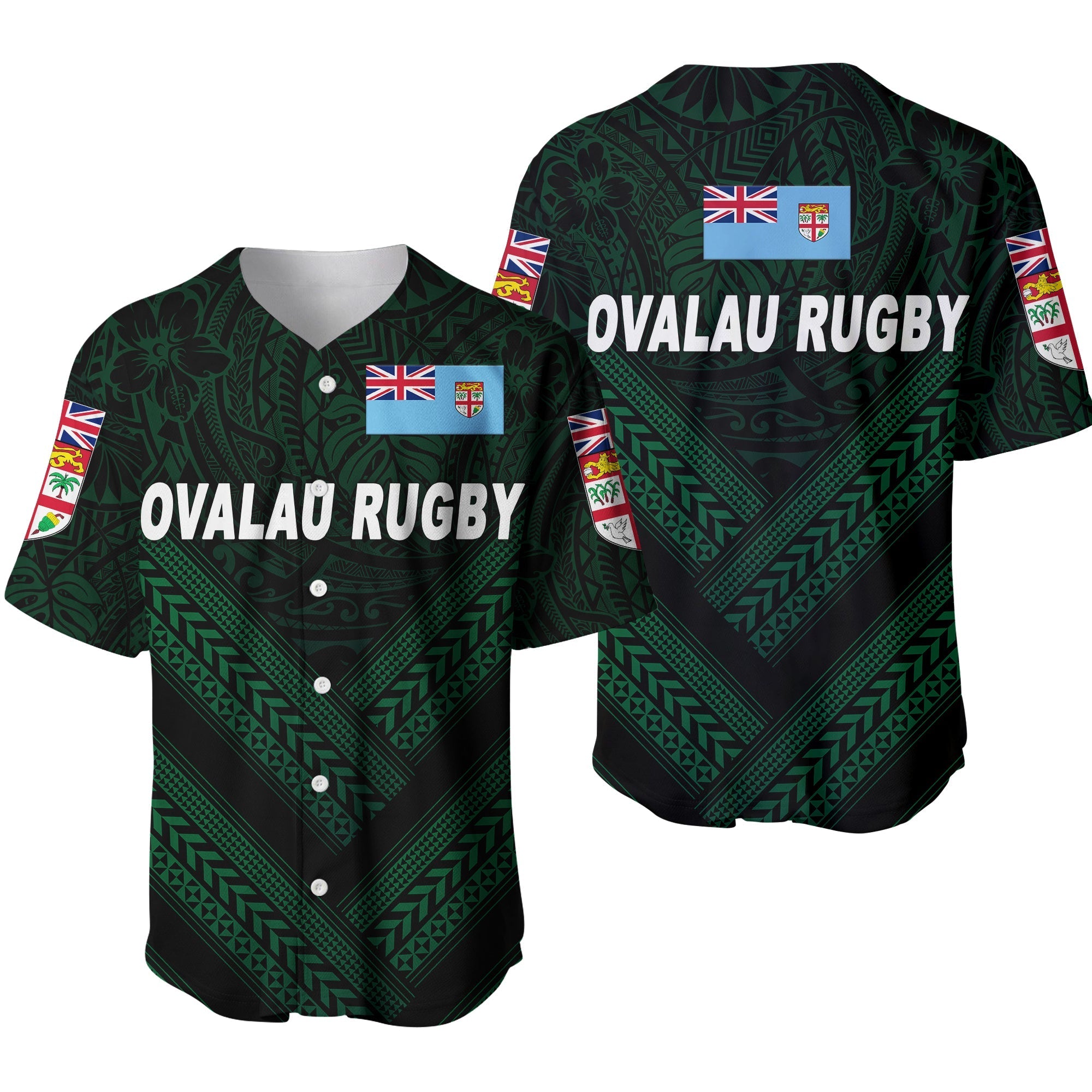 Copy of Fiji Ovalau Rugby Baseball Jersey Dark Green Style LT8 - Wonder Print Shop