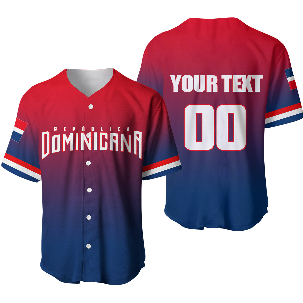 Custom Dominicana Logo Red Blue Red White Baseball Jersey - 4XL / Piping