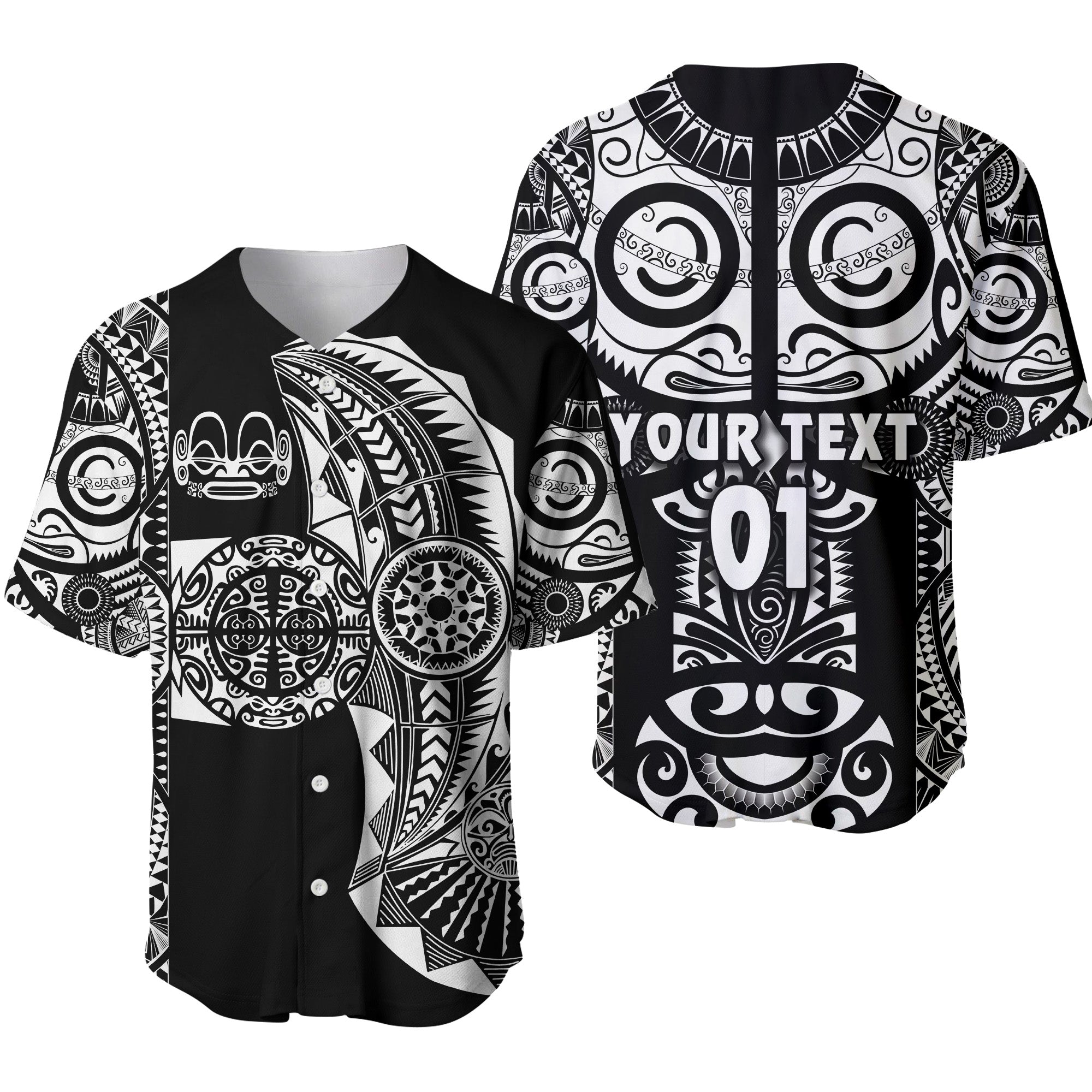 (Custom Personalised) Marquesas Islands Baseball Jersey Marquesan Tattoo Original Style - Black LT8 - Wonder Print Shop