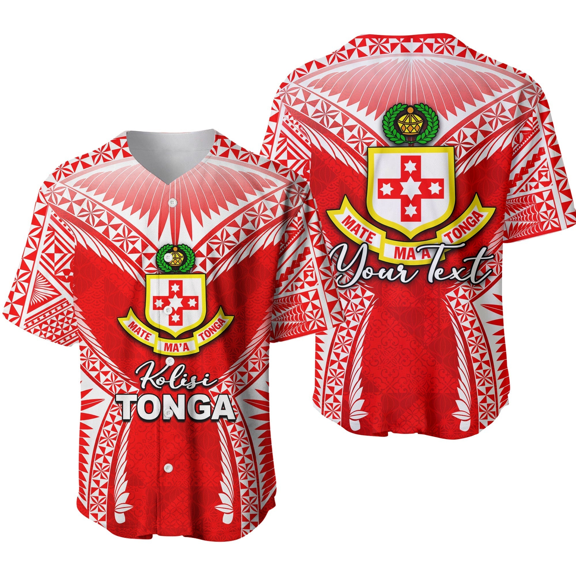 (Custom Personalised) Kolisi Tonga Baseball Jersey Red Style LT6 - Wonder Print Shop