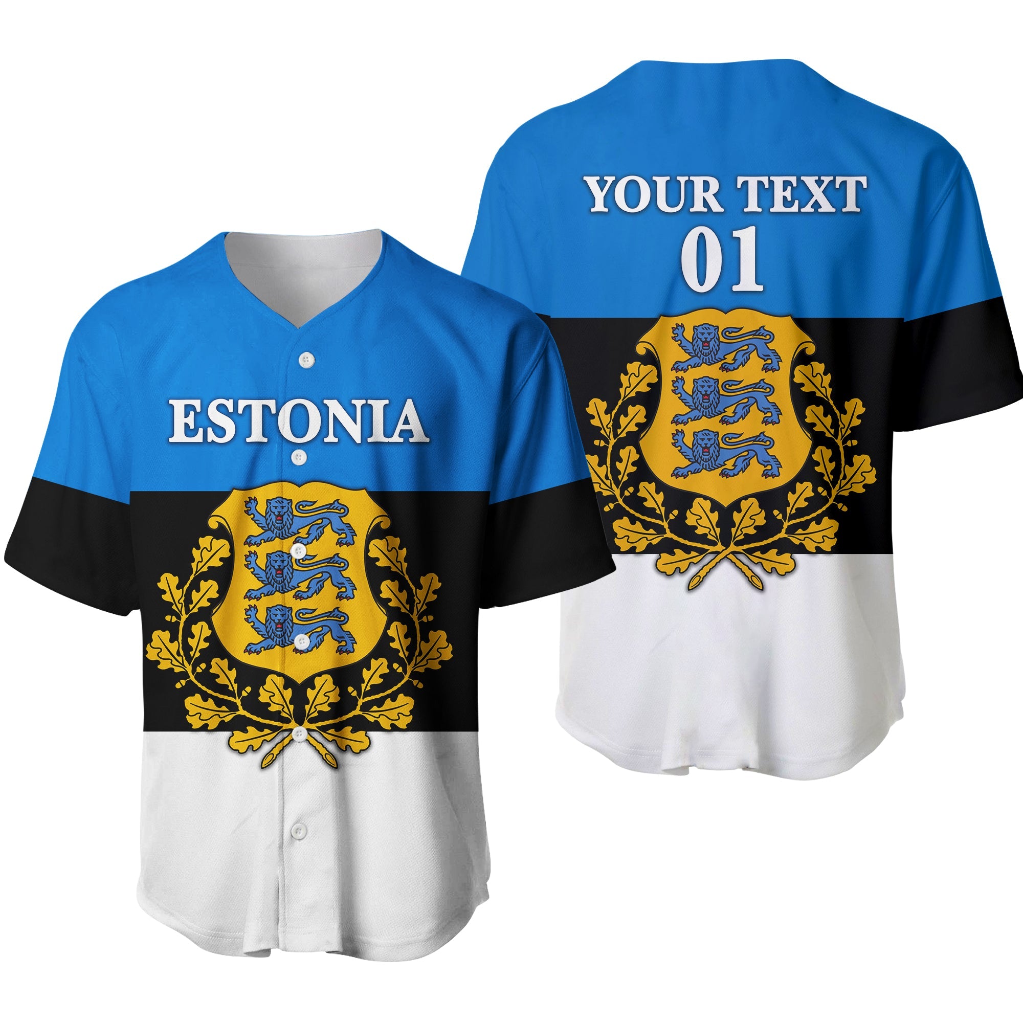 (Custom Personalised) Estonia Baseball Jersey Flag Style LT8 - Wonder Print Shop