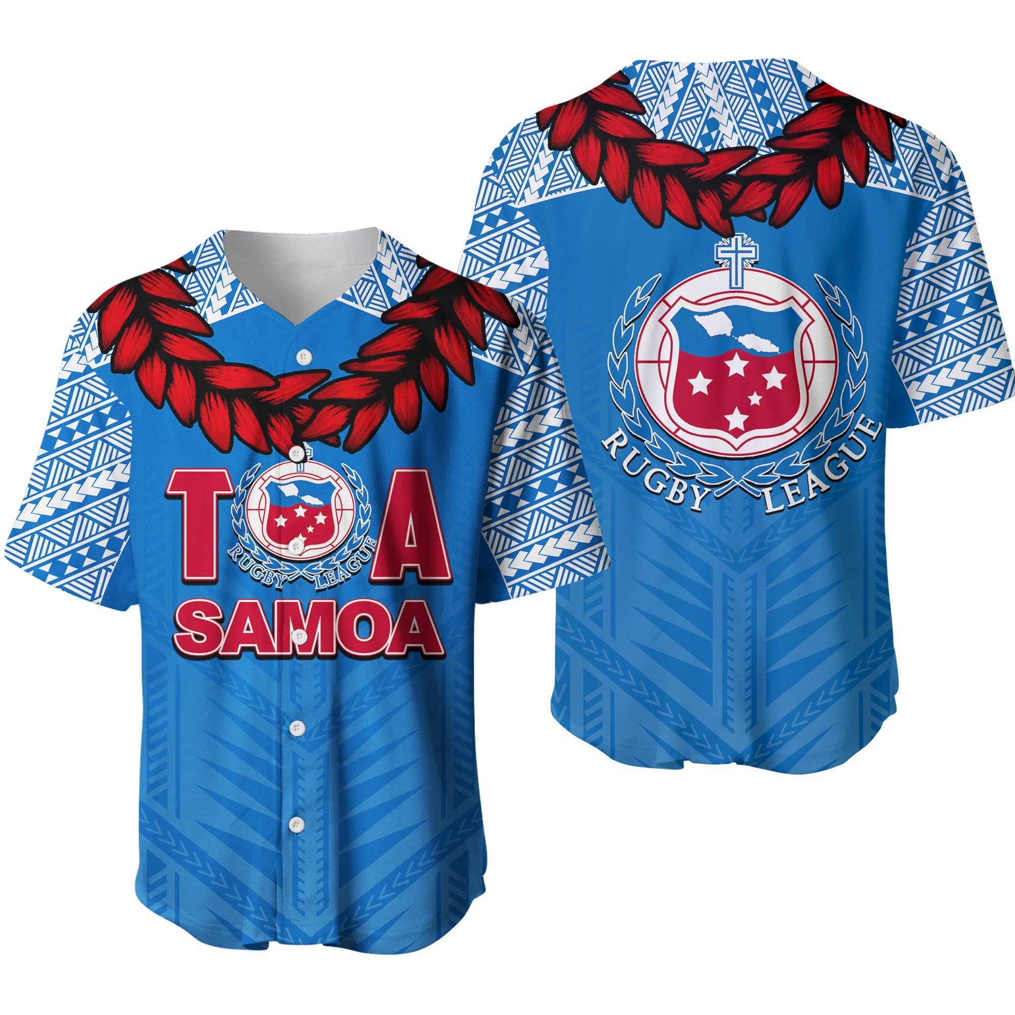 Toa Samoa Ula Fla Rugby Baseball Jersey Blue Sky Jersey 2022 LT6 - Wonder Print Shop