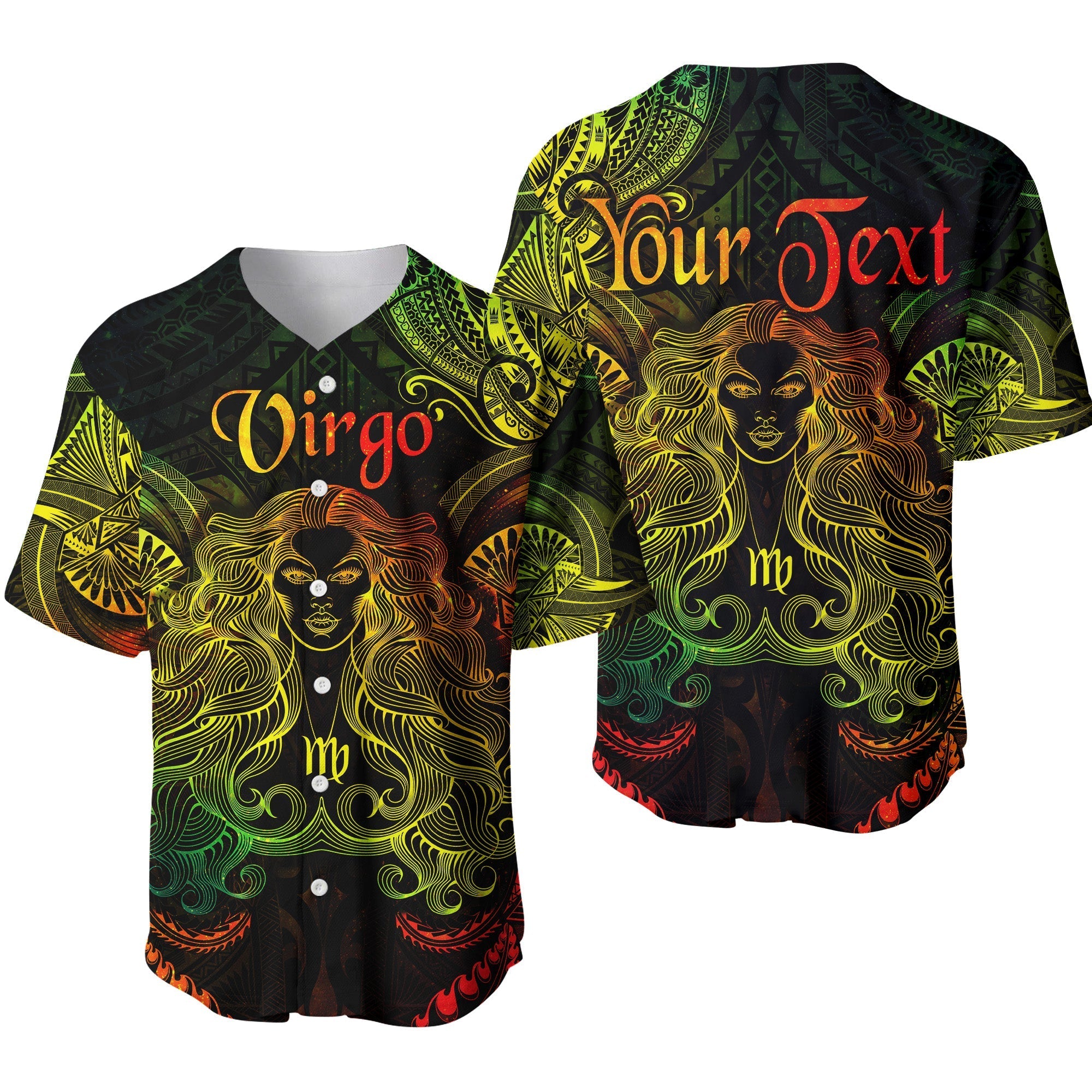 (Custom Personalised) Virgo Zodiac Polynesian Baseball Jersey Unique Style - Reggae LT8 - Wonder Print Shop