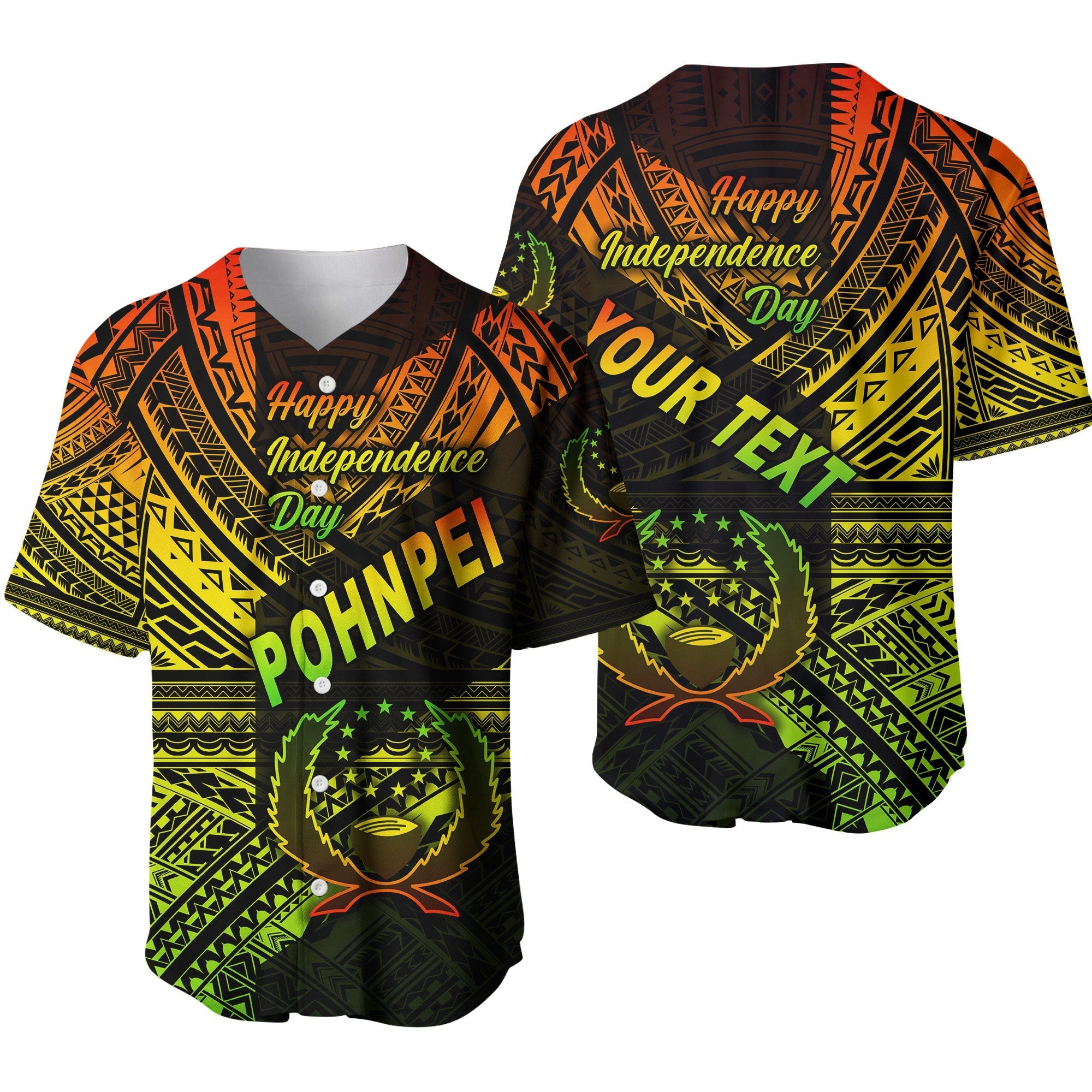 (Custom Personalised) FSM Pohnpei Baseball Jersey Happy Independence Day Original Vibes - Reggae LT8 - Wonder Print Shop